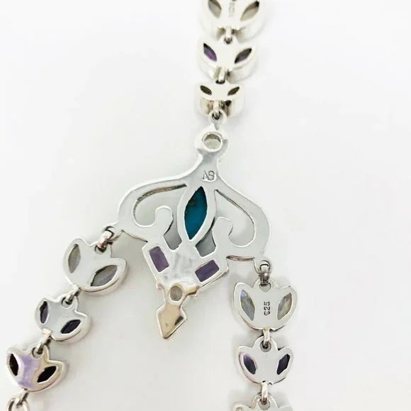 🌟NICKY BUTLER Turquoise Moonstone 8.4CT Sterling Silver Necklace Brand NEW - Picture 14 of 16